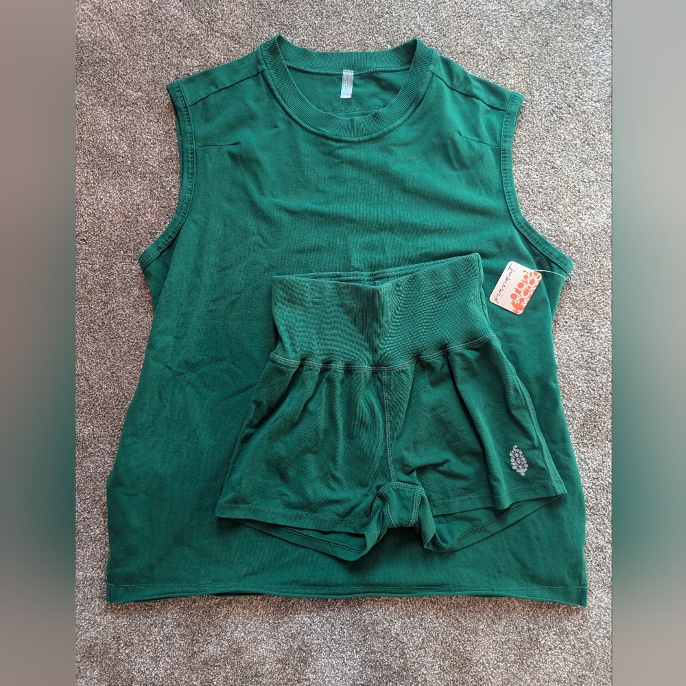 Green Sleeveless Top and Shorts Set